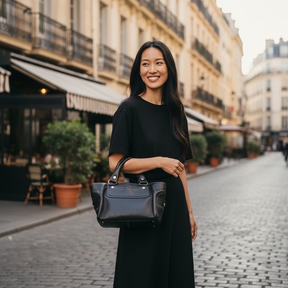 Celine Boogie Leather Handbag Black with Top Handle. Very Minor Wear. Authentic - Picture 1 of 9
